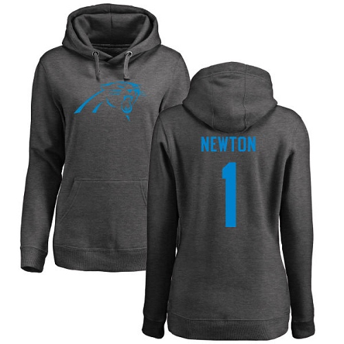 Carolina Panthers Ash Women Cam Newton One Color NFL Football #1 Pullover Hoodie Sweatshirts